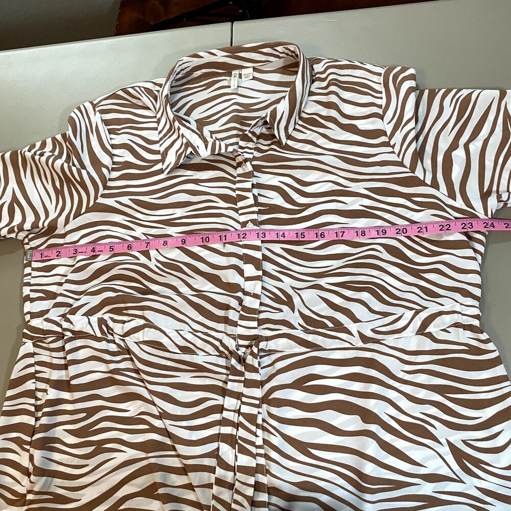 Cato Womens 2XL 18/20 Animal Print White Brown 3/4 Sleeve Shirt Blouse Top - Picture 7 of 8